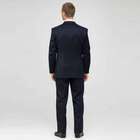 Navy Single Pleat Wool Suit, , small