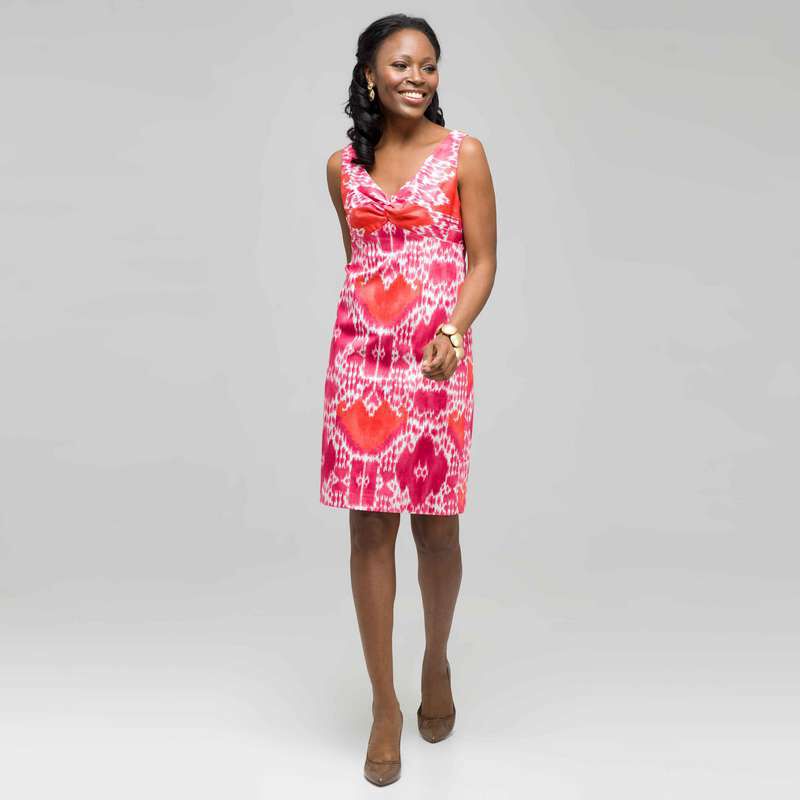 Mixed Floral Color Twist Front Dress, , large